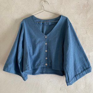 Bell Sleeve Blue Blouse